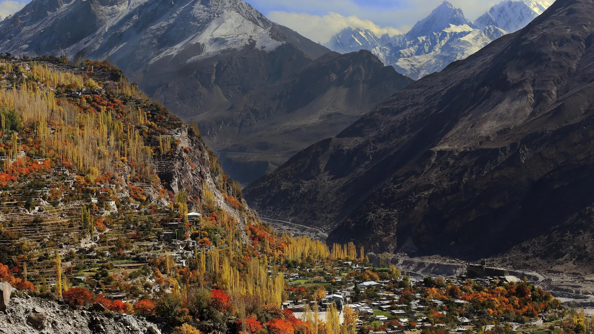 Altit Fort above Hunza's autumn poplars and apricot orchards
