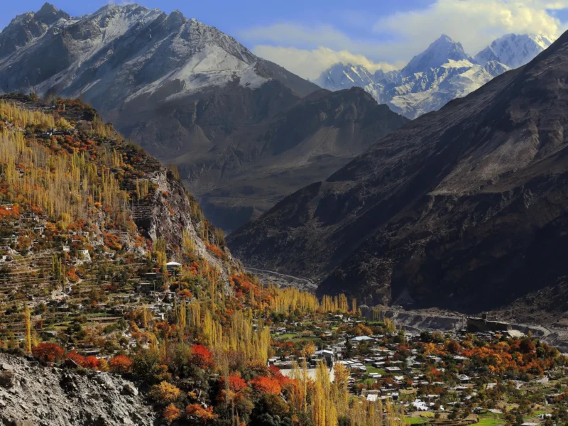 Altit Fort above Hunza's autumn poplars and apricot orchards