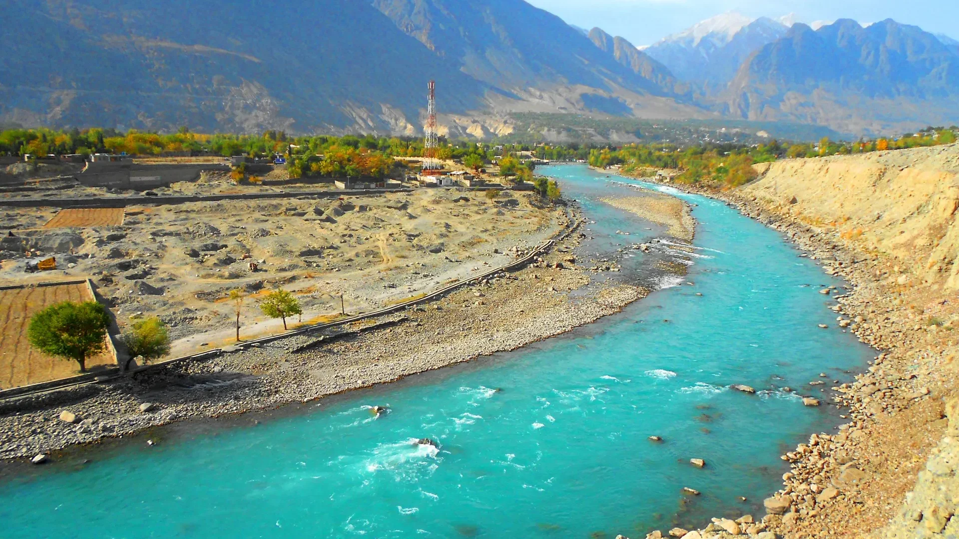 The Gilgit River flowing past Gilgit city