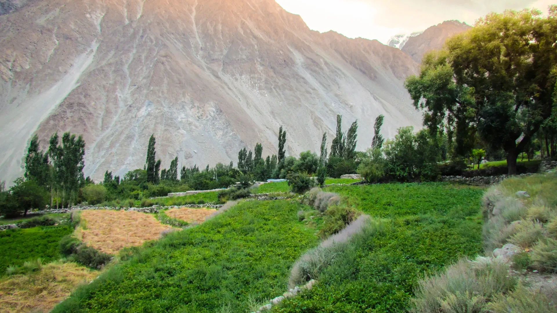 Fields and peaks at Gulmit in Upper Hunza