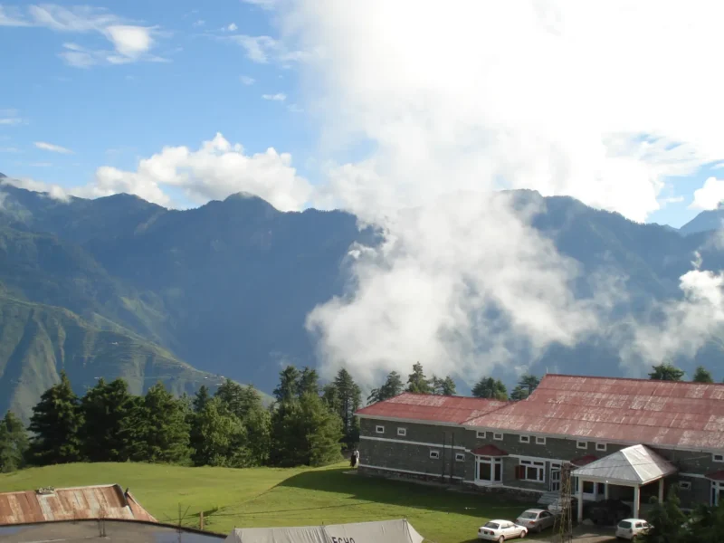 Hotels and forest at Shogran in the Kaghan Valley
